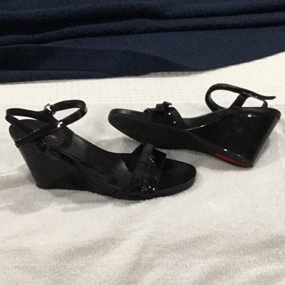 Black Prada sandal with wedge heel - Picture 4 of 4